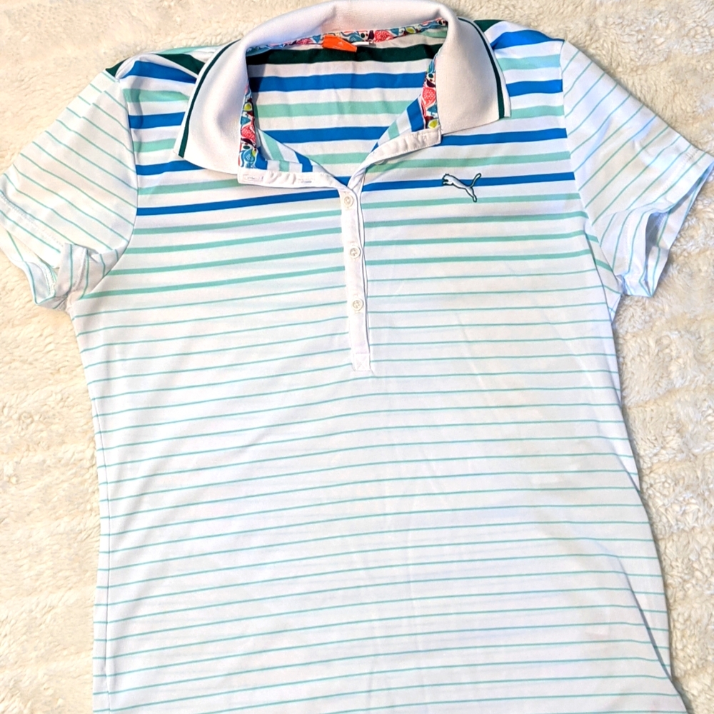 Striped Puma Golf Polo